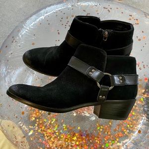 Sam Edelman Black Suede Harness Ankle Boots